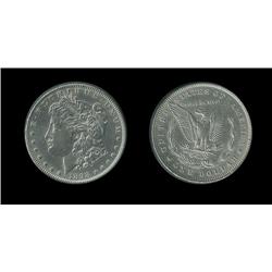 1898 Morgan Dollar AU detail; Cleaned but attractive