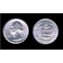 1941-D Washington Quarter Choice BU; Pretty coin, trends $65 in MS63, $100 MS64