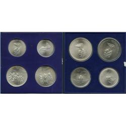 Canada 1976 Olympic coins Series 3; In issued case, 4 coins over 4.32 ounces silver weight!