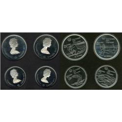 Canada 1976 Olympic coins Series 5; In issued case, 4 coins over 4.32 ounces silver weight!