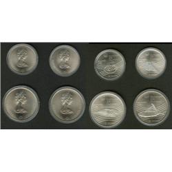 Canada 1976 Olympic coins Series 7; In issued case, 4 coins over 4.32 ounces silver weight!