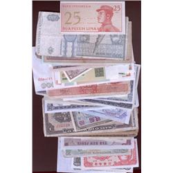 Bag of 50+ Foreign banknotes; Most if not all, different notes