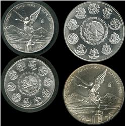Mexico 2004 1 and 2-ounce Libertads Silver; Choice BU set