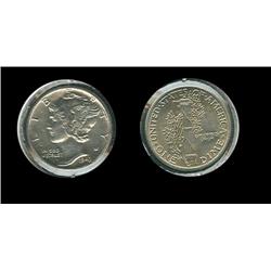 1943 Mercury Dime. MS-63. Full bands. Stunning coin