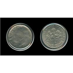 1967 Roosevelt Dime Error. Extreme obverse dirty die