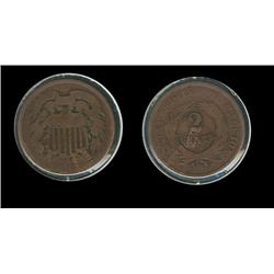 1865? 2 Cent Error. G detail. 178* rotation. (5 worn