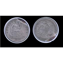1868s Seated Half Dollar Error. VF+. Clipped between 12-2 oÆclock. Nice detail