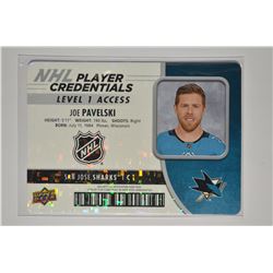 2018-19 Upper Deck MVP NHL Player Credentials Level 1 Access #NHLJP Joe Pavelski