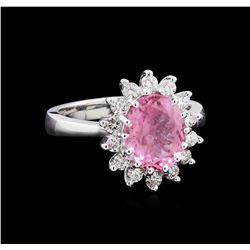 2.40 ctw Pink Topaz and Diamond Ring - 14KT White Gold