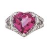 7 ctw Pink Topaz And Diamond Ring - 14KT White Gold