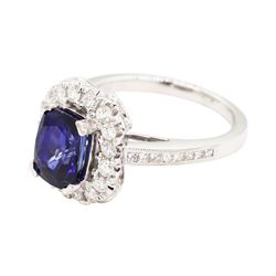 3.26 ctw Sapphire and Diamond Ring - 18KT White Gold