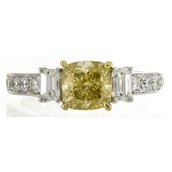 2.01 ctw Fancy Yellow Diamond Ring - 18KT Two-Tone Gold