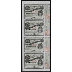 Uncut Sheet of (4) State of Louisiana Baby Bond Obsolete Notes