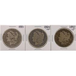 Lot of 1881, 1884-O & 1890-O $1 Morgan Silver Dollar Coins