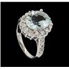 Image 4 : 3.76 ctw Aquamarine and Diamond Ring - 14KT White Gold
