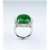 Image 2 : 19CAI-13 APPLE GREEN JADE  DIAMOND RING