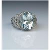 Image 2 : 19CAI-6 AQUAMARINE  DIAMOND RING