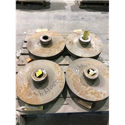 Pallet of 4 unused pump impellors, approx 18" diameter