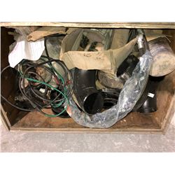 Box of heavy 6" pipe elbows, flanges, caps, hydraulic housings, bearings, etc.