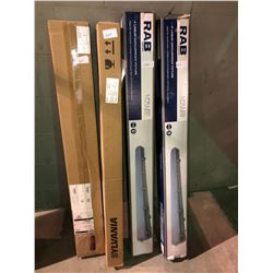 2 - RAB - 4' Linear vapourproof 60 watt LED light fixtures 4 foot unused plus 2 full boxes t-5 LED 4