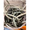 Image 2 : Pallet misc shelving, HD 100' garden hose, large garbage can