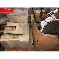 Pallet of HP Laserjet printers, 4050 office system printer, Laserclass 7000 printer, scanner, desk l