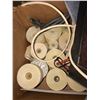 Image 4 : Pallet of 100's of ft of various extension cords, portable heater, rolls of adding machine tape, por