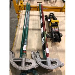 4 Greenlee pipe benders & 1.5 ton trolley jack