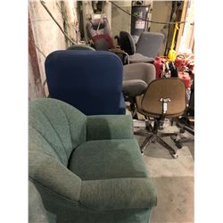 12 various office chairs & tub chair