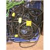 Image 1 : Large lot of black extension cords, commercial extension cords plus connectors