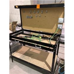 Work bench with plug ins, extension cord trouble light