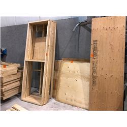 Huge amount of wood from large shelving unit plus plywood, ????, shelves, sheets of ply