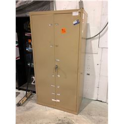 2 door metal locking cabinet with shelves