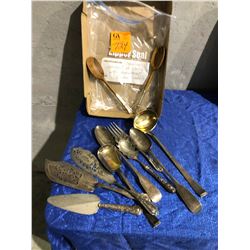 Various sterling serving spoons, ladels, pie & cake servers some from 1800s England plus Southern co
