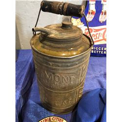 Diamond brass oil can prairie cities oil company, Serial numbered model D Tractor plates "brass"