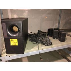 Bose surround sound speaker set with 5 small speakers