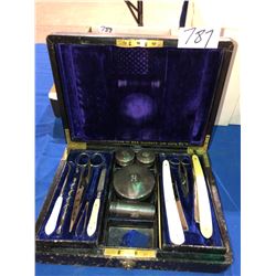 Royal Manicure & shave set, ivory handle
