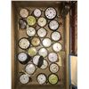 Image 2 : Lot of antique pocket watches in small antique suitcase, included Westclox, Hamilton, Hislam, and se