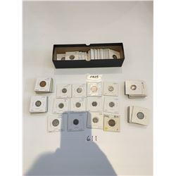 Approx sixty Canadian five cent pieces & nickels ranging dates late 1800s to 1930s
