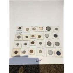 24 antique Canadian coins, various years & denominations