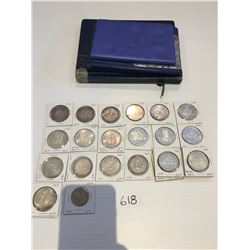 24 Canadian silver dollar coins 1935 to 1967