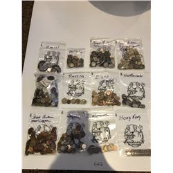 Lot of coins from around the world, some antique, mostly modern coins includes Great Britain, Japan,