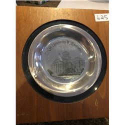 University of Manitoba Centennial plate, limited edition solid sterling silver #579