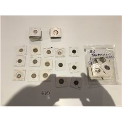 Antique USA coins, approx 42 dimes from 1934 to 1963, approx 40 nickels from 1910 to 1930s and appro