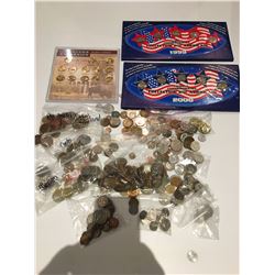 Coins from around the world, approx 200 coins, includes coins from USA, Poland, Mexico, Australia, G