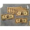 Image 2 : World Paper banknotes, six USA one dollar, one USA 2 dollar, one USA 5 dollar, various bills from ch