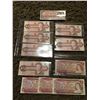 Image 1 : Canadian two dollar bills, one 1954, four 1974, six 1986