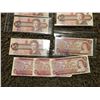 Image 3 : Canadian two dollar bills, one 1954, four 1974, six 1986