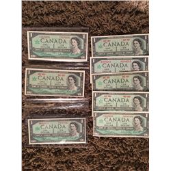 Eight 1967 Canada Centennial one dollar bills