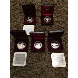 Five collector coins from Royal Canadian Mint